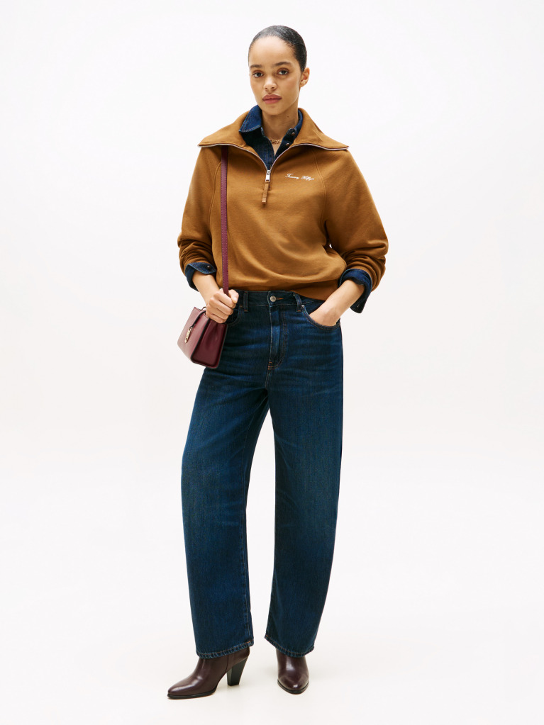 Khaki Interlock Knit Fleece Half-Zip Jumper  Women
