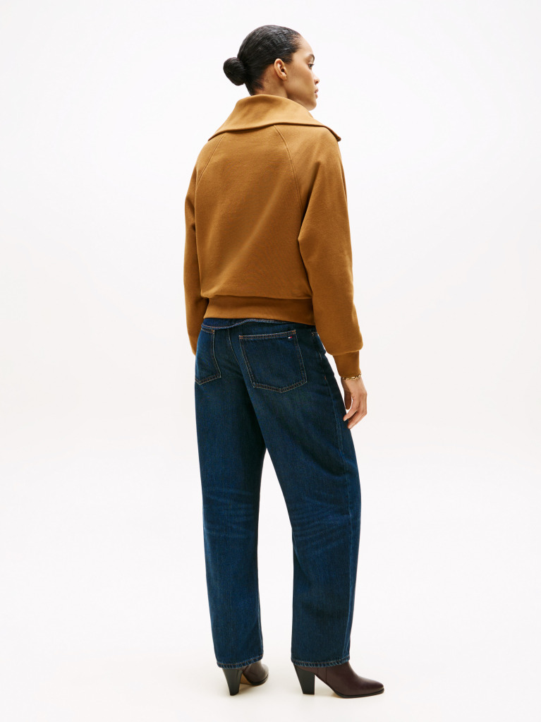 Khaki Interlock Knit Fleece Half-Zip Jumper  Women