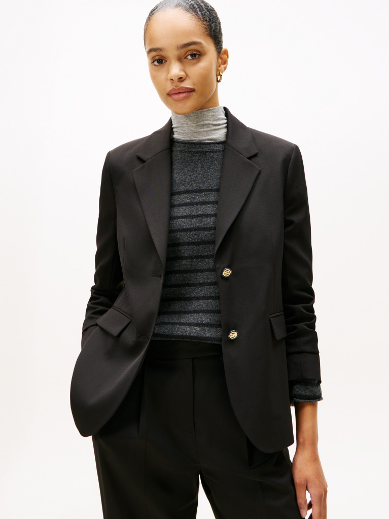 Black Regular Fit Timeless Wool Blend Blazer  Women
