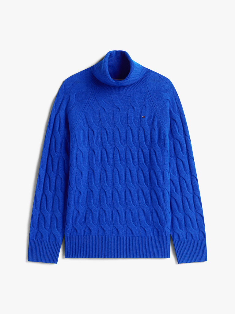 Blue Cable Knit Soft Wool Relaxed Jumper  Women
