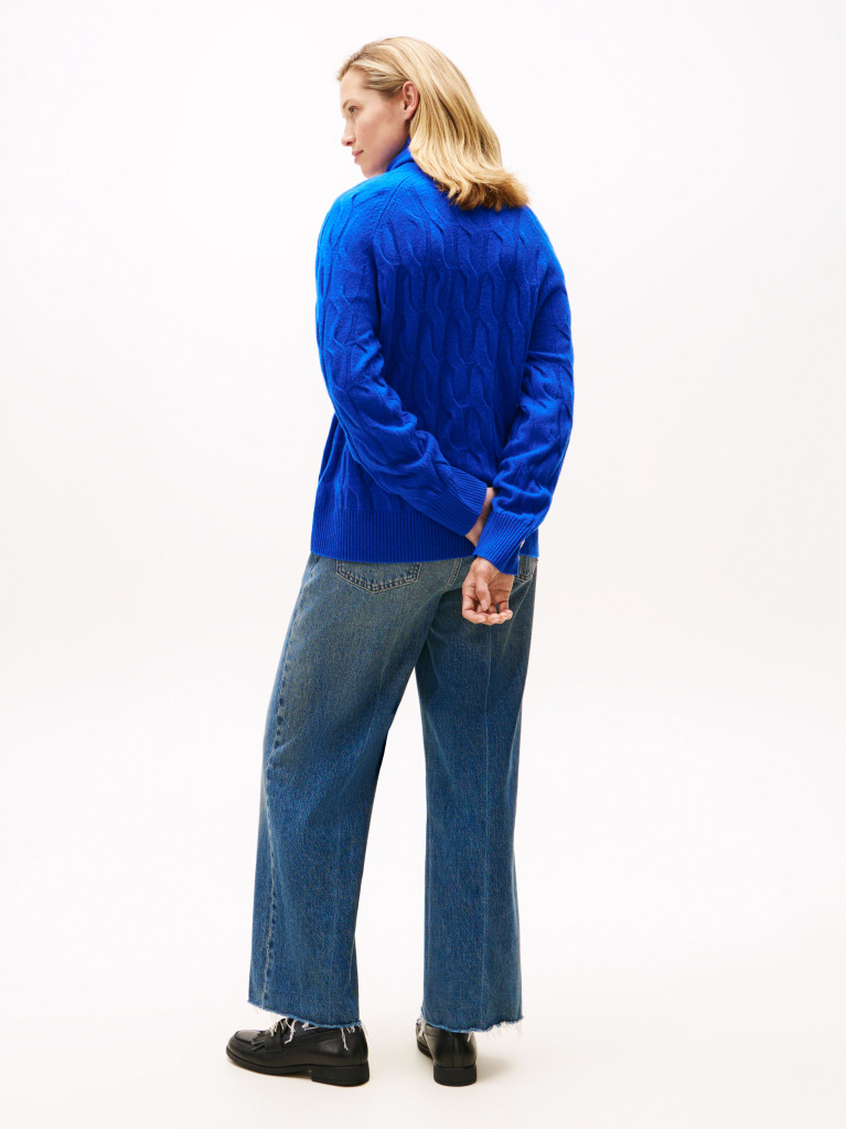 Blue Cable Knit Soft Wool Relaxed Jumper  Women
