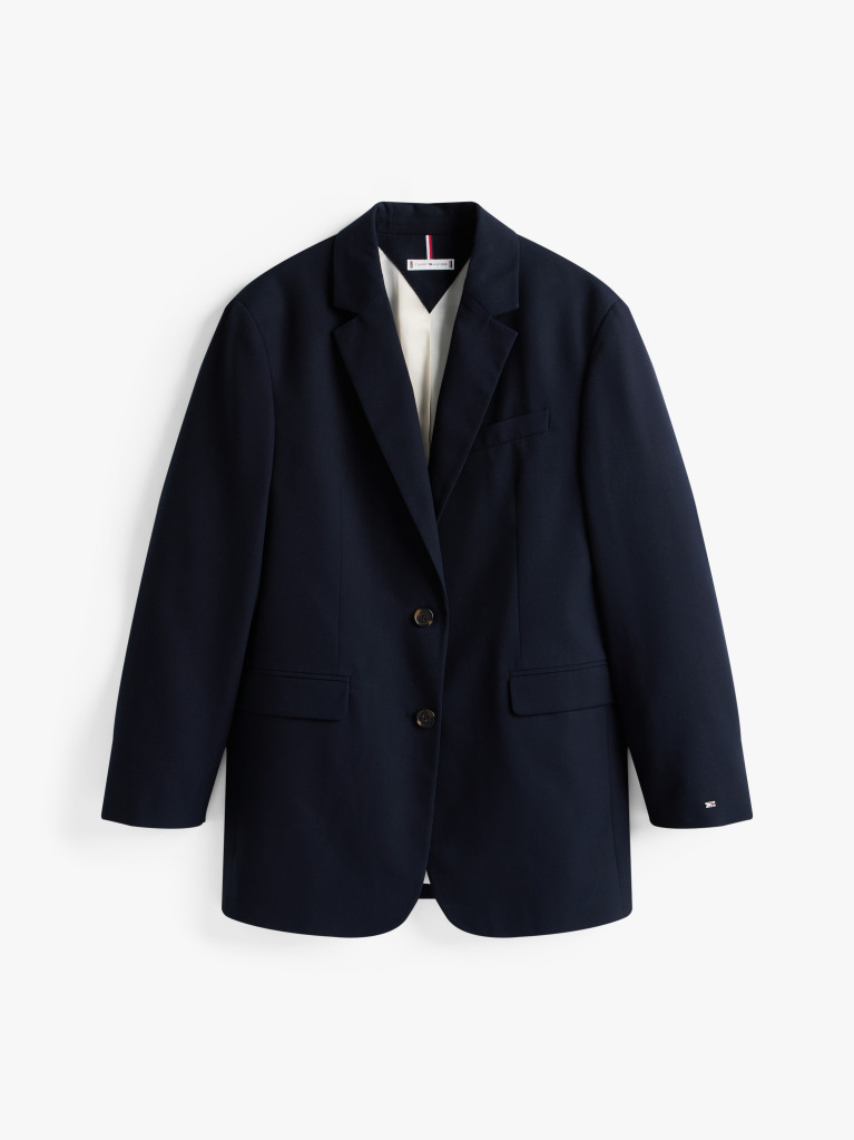 Blue Relaxed Single Breasted Longline Blazer  Women