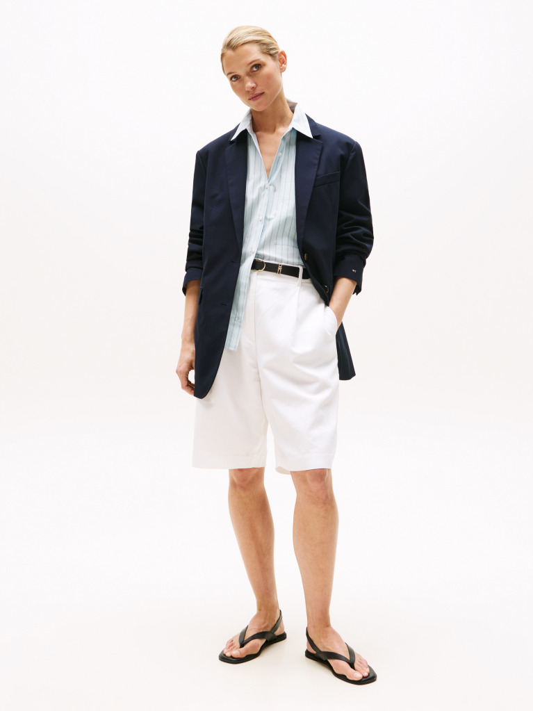 Blue Relaxed Single Breasted Longline Blazer  Women