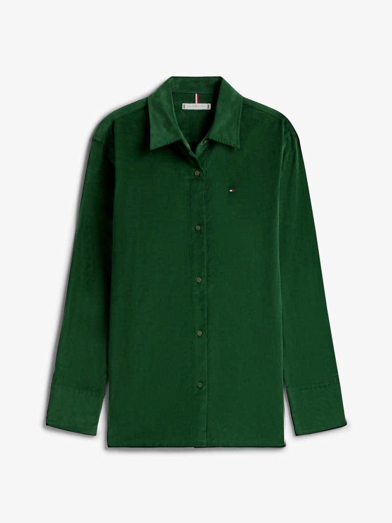 Green Corduroy Relaxed Fit Shirt  Women