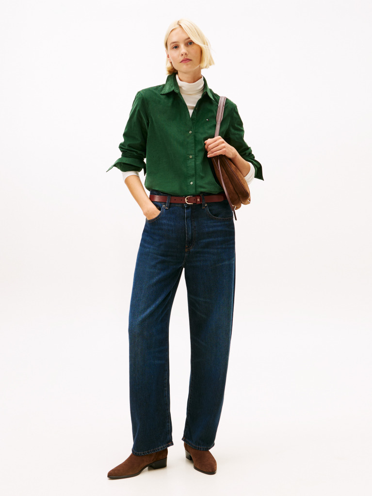 Green Corduroy Relaxed Fit Shirt  Women