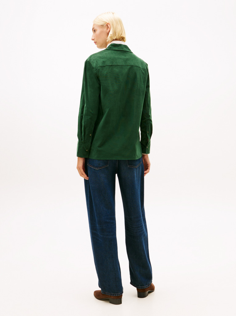 Green Corduroy Relaxed Fit Shirt  Women