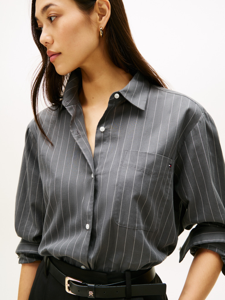 Grey Oversized Fit Flannel Shirt  Women
