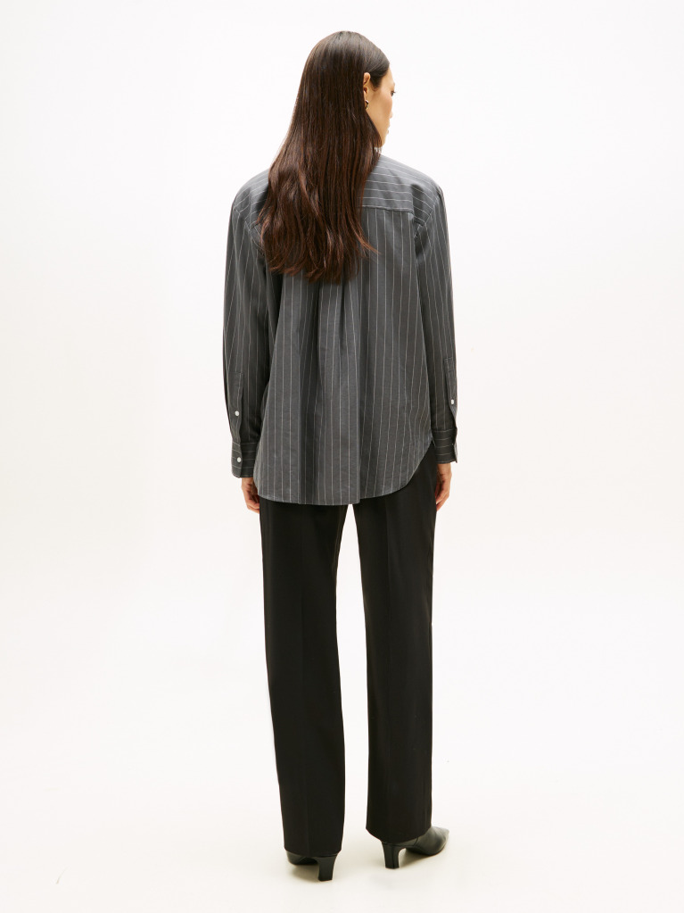 Grey Oversized Fit Flannel Shirt  Women
