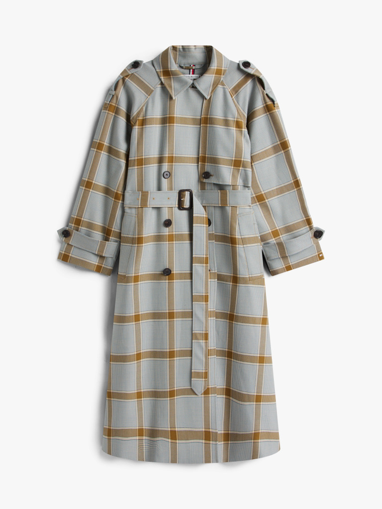 Multi Lightweight Check Relaxed Trench Coat  Women