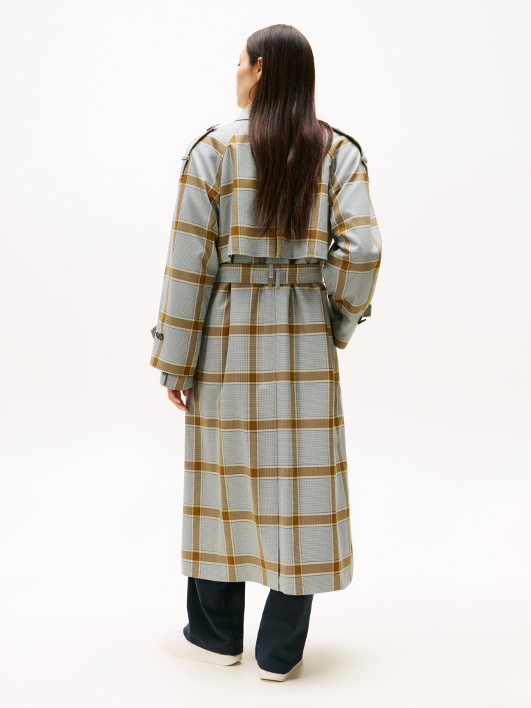 Multi Lightweight Check Relaxed Trench Coat  Women