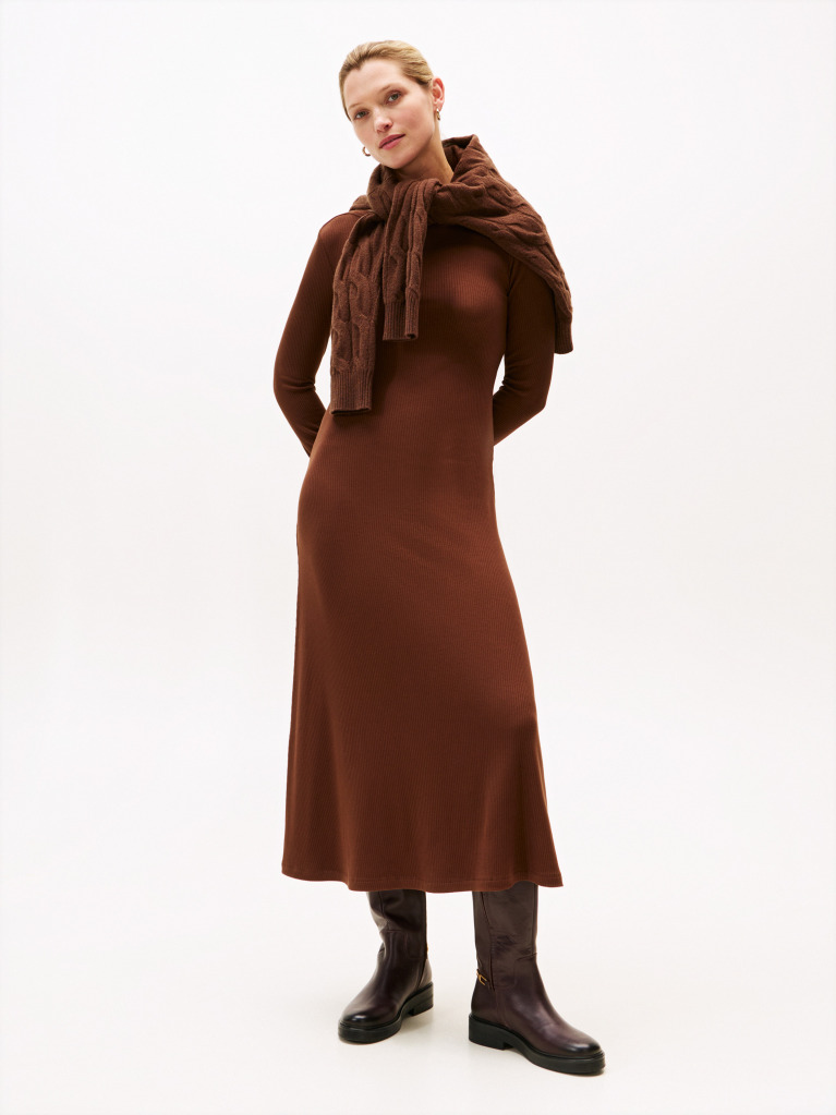 Maro Rochie Midi Fit And Flare Cu Dungi Tricotate  Femei