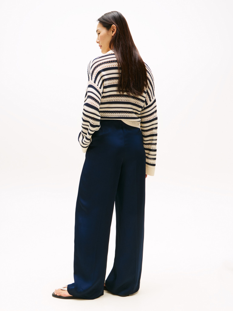 Blue Pantaloni Sateen Lejeri Cu Croiala Dreapta  Femei