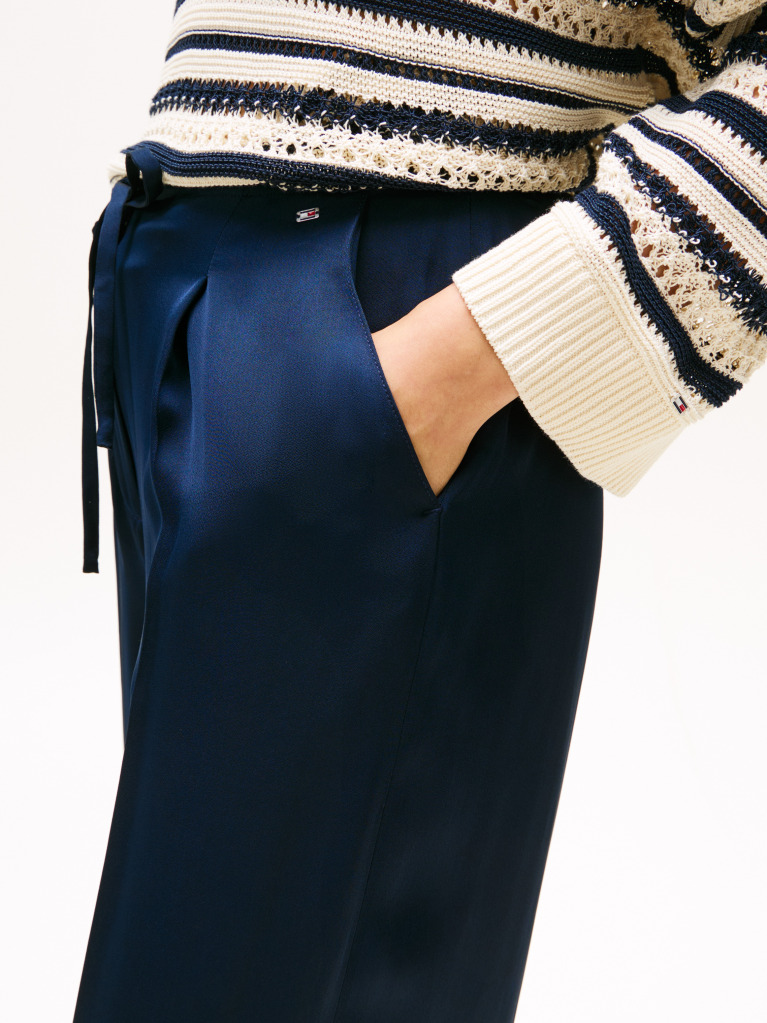 Blue Pantaloni Sateen Lejeri Cu Croiala Dreapta  Femei