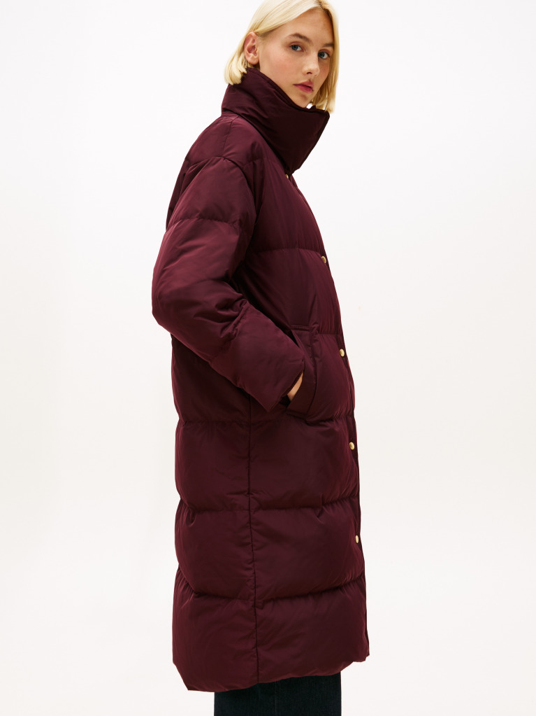 Red Crest Embroidery Down Puffer Coat  Women