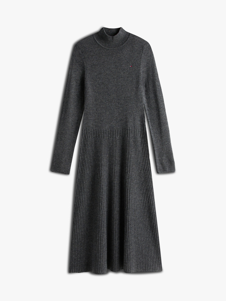 Gri Rochie Tip Pulover Midi Din Lana Moale  Femei