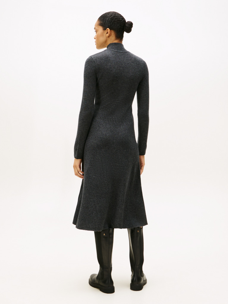 Gri Rochie Tip Pulover Midi Din Lana Moale  Femei