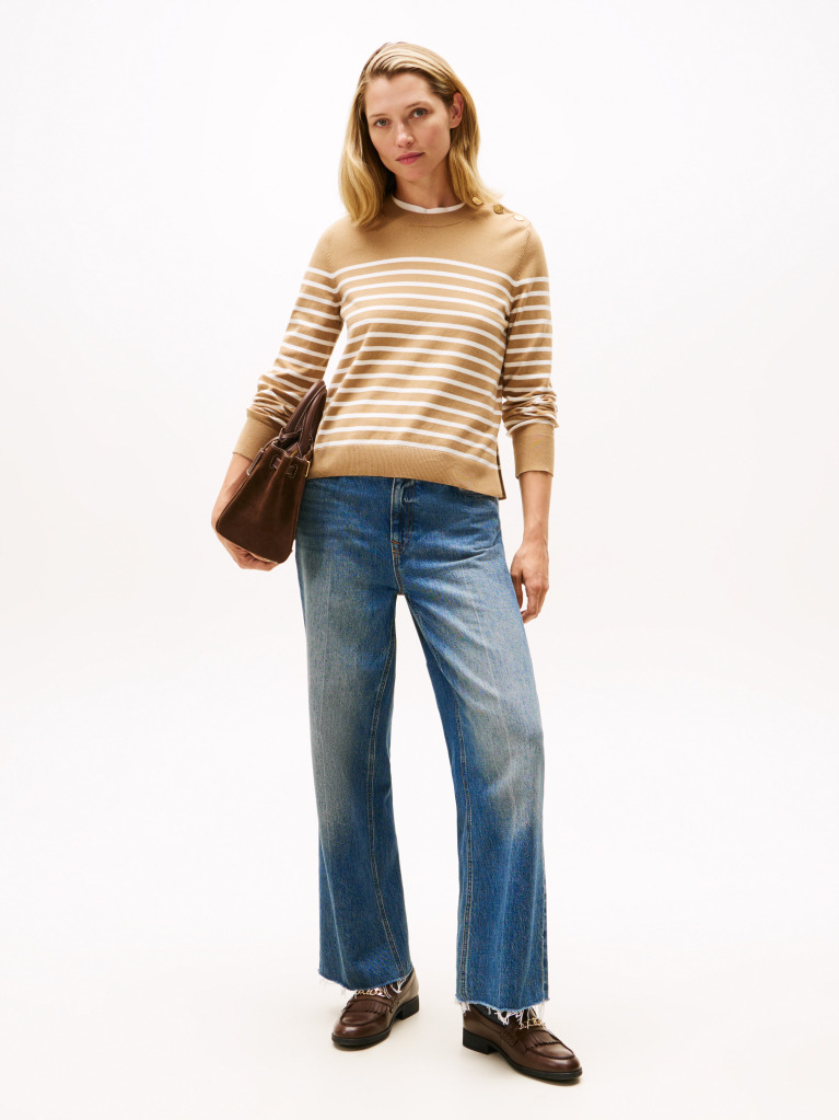 Multi Jersey Gold-Tone Button Jumper  Women