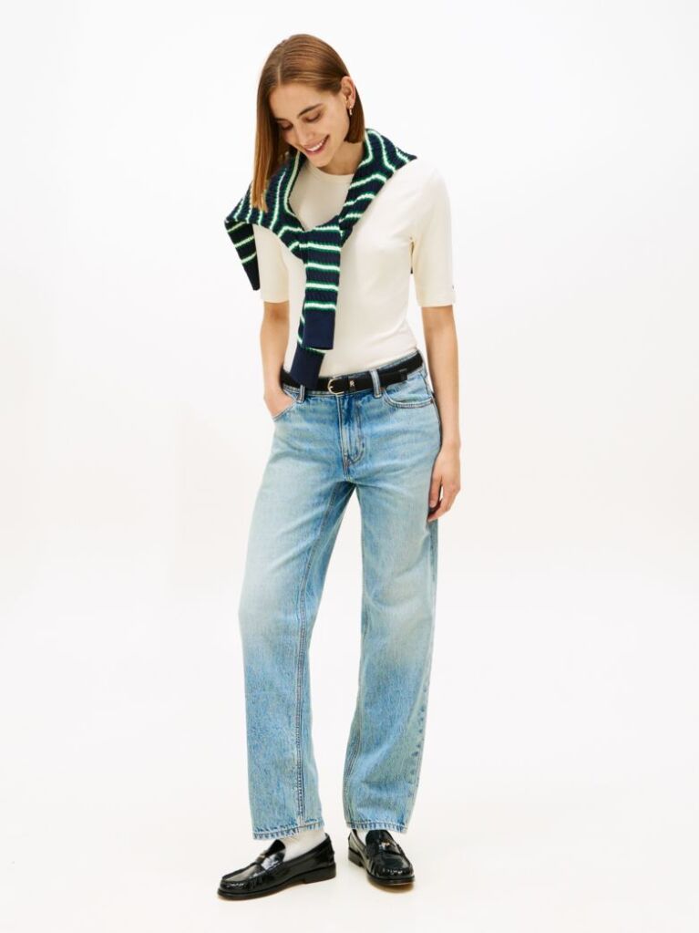 Bej Bluza Cu Maneci Scurte Ribbed  Femei