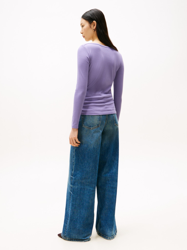 Mov Tricou Slim Cu Guler Boat  Femei