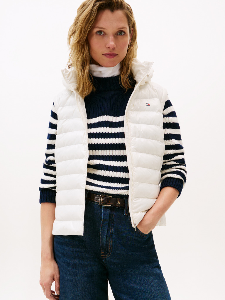 Beige Water Repellent Padded Packable Slim Gilet  Women