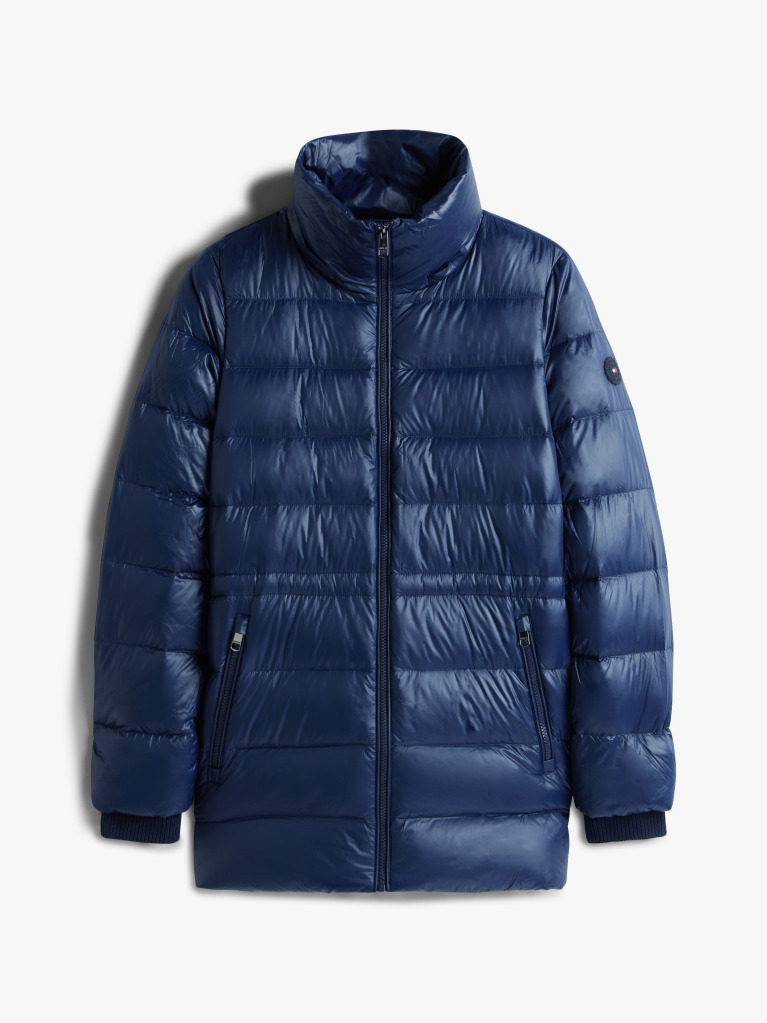 Blue Shiny Water Repellent Down Puffer Coat  Women
