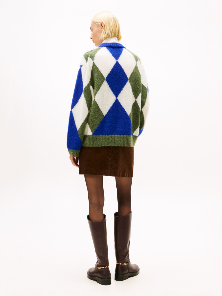 Multi Argyle Alpaca Blend Oversized Jumper  Women
