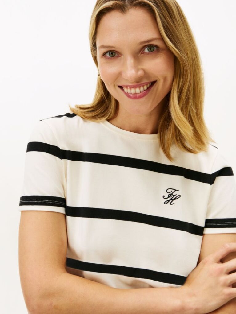 Multi Logo Embroidery Jersey Crew Neck T-Shirt  Women