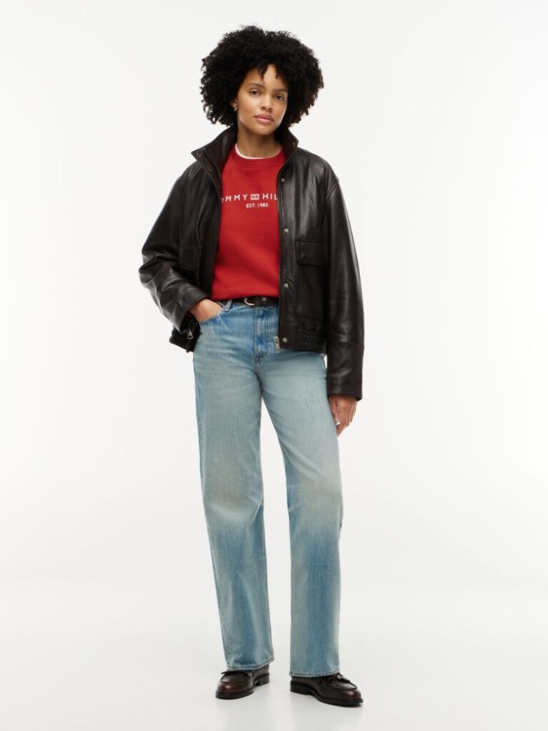 Rosu Bluza De Trening Din Fleece Cu Croiala Lejera Si Logo  Femei