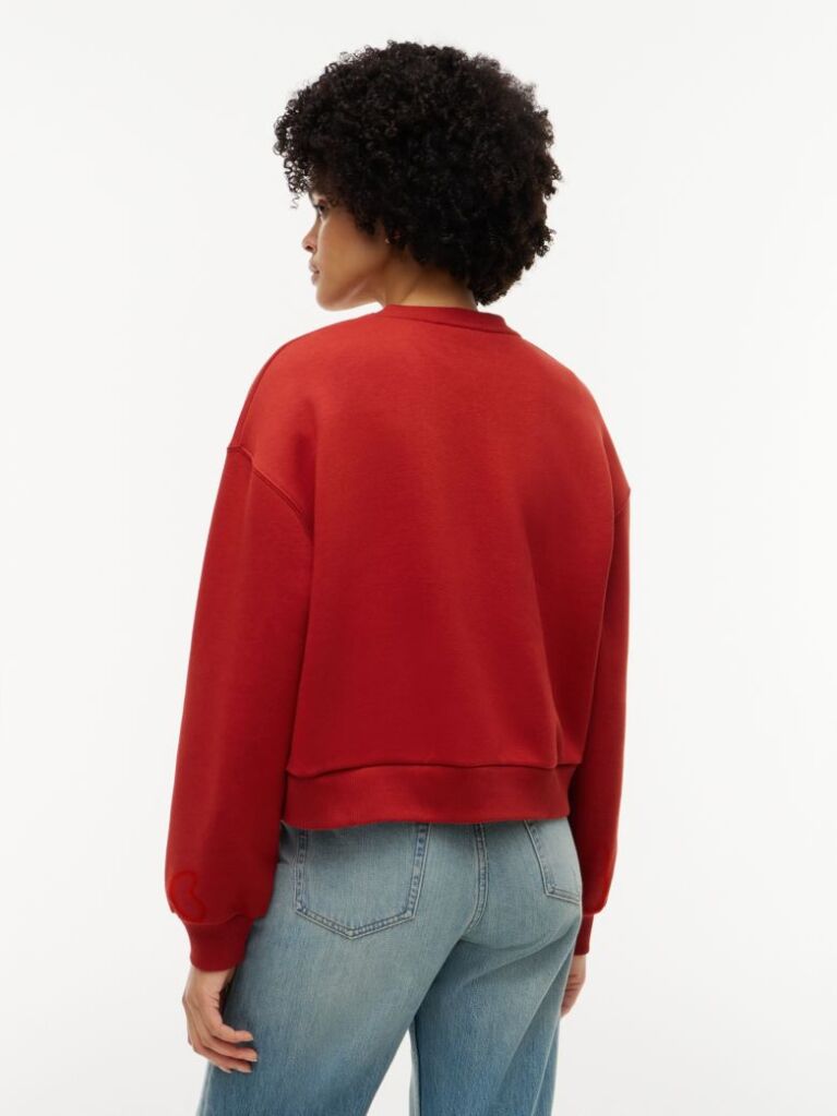 Rosu Bluza De Trening Din Fleece Cu Croiala Lejera Si Logo  Femei
