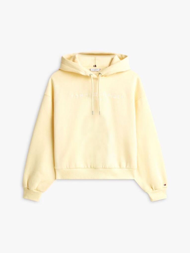 Galben Hanorac Relaxat Cu Logo Brodat Din Fleece Flexibil  Femei