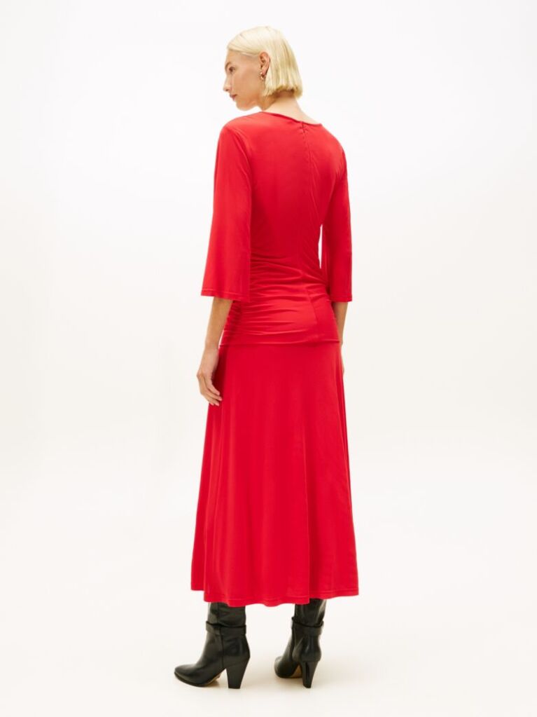 Rosu Rochie Festive Crepe Midi Cu Croiala Slim  Femei