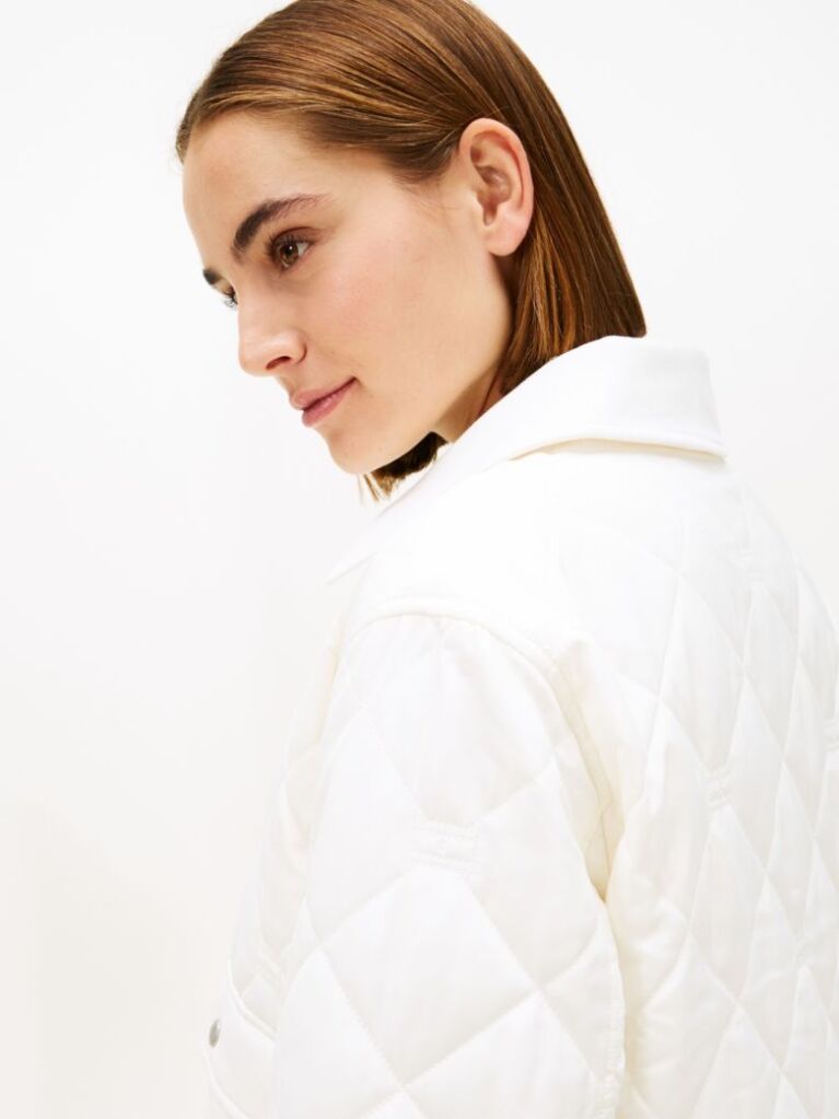 Beige Padded Flag Quilted Water Repellent Jacket  Women