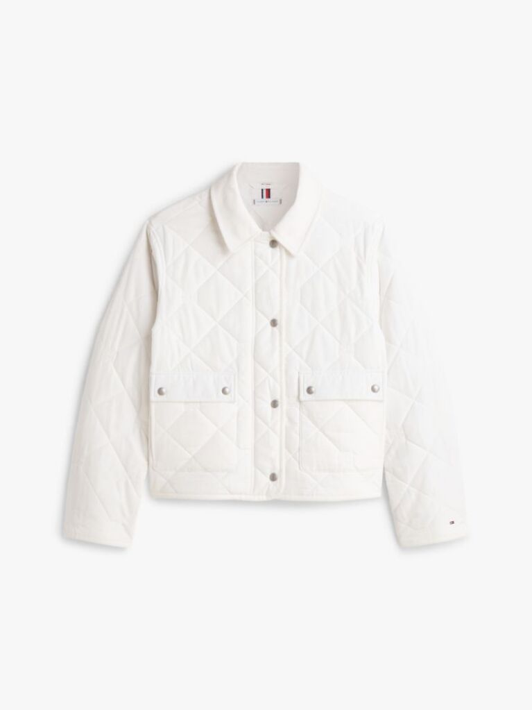 Beige Padded Flag Quilted Water Repellent Jacket  Women