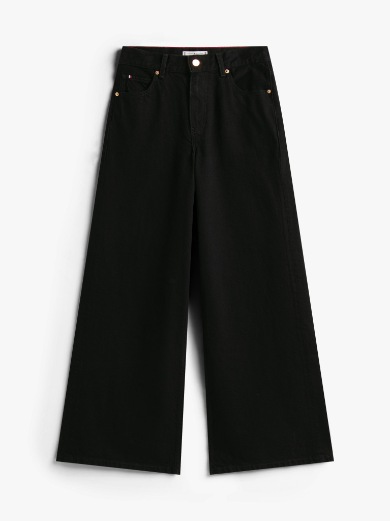 Negru 70s Blugi Negri Cu Talie Inalta Wide Leg  Femei