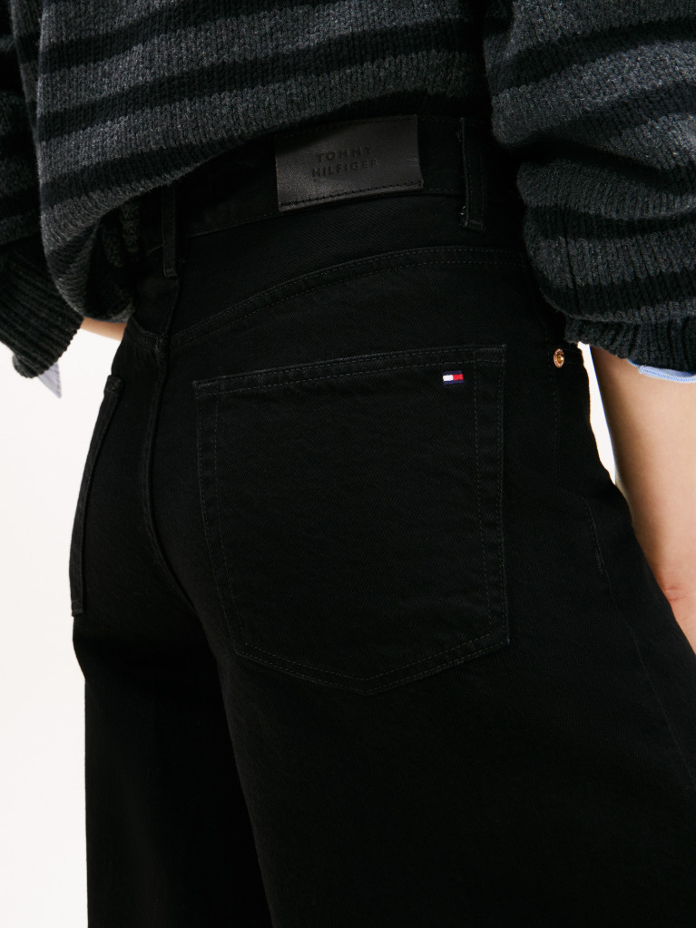 Negru 70s Blugi Negri Cu Talie Inalta Wide Leg  Femei