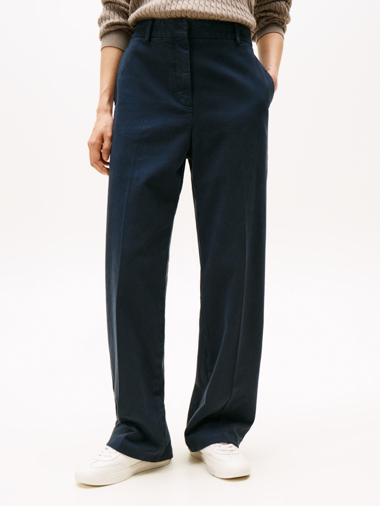 Blue Pantaloni Drepti Relaxati  Femei