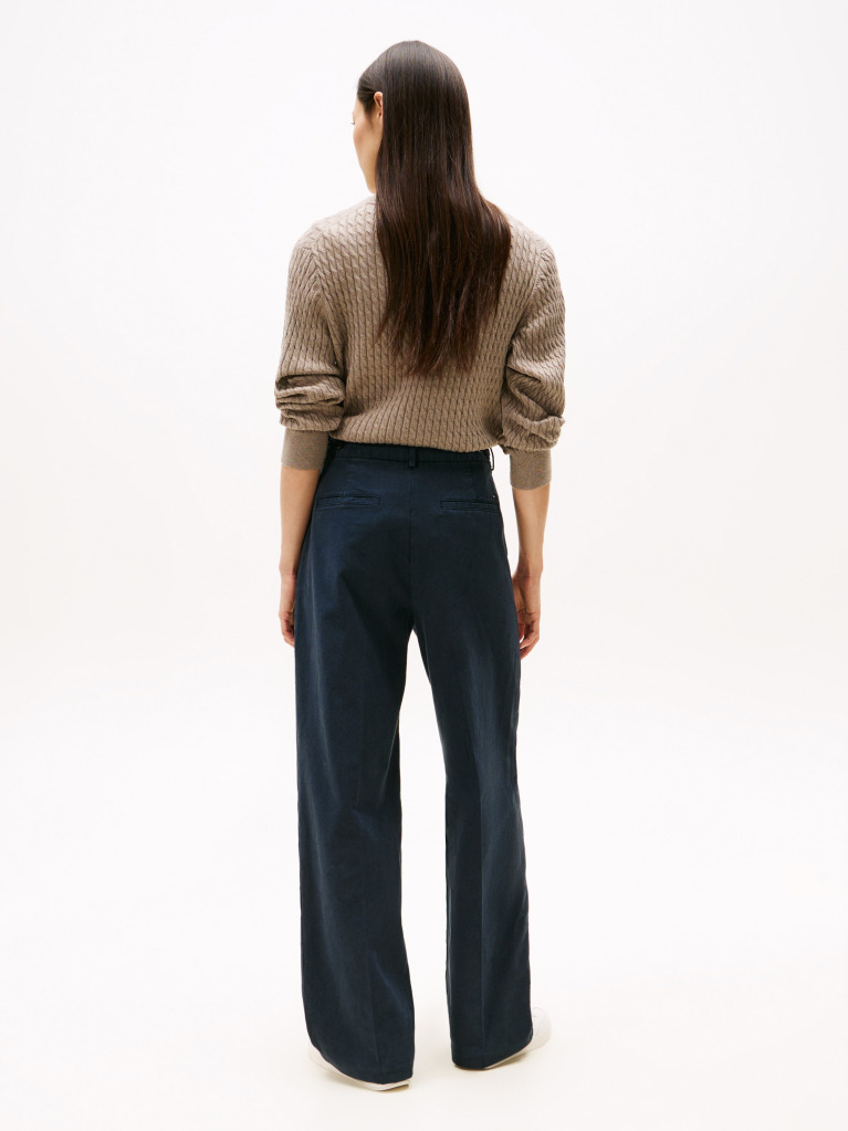 Blue Pantaloni Drepti Relaxati  Femei