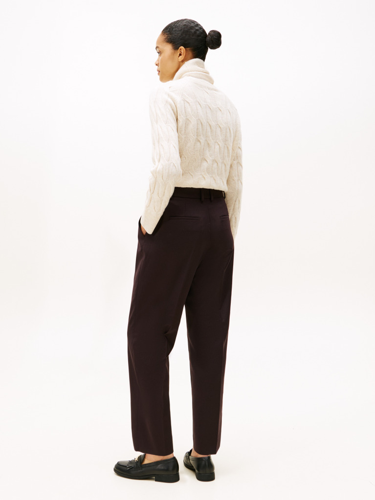 Rosu Pantaloni Drepti Slim Pana La Glezna  Femei