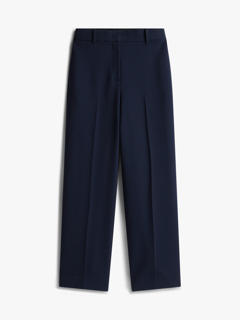 Blue Slim Straight Leg Trousers  Women