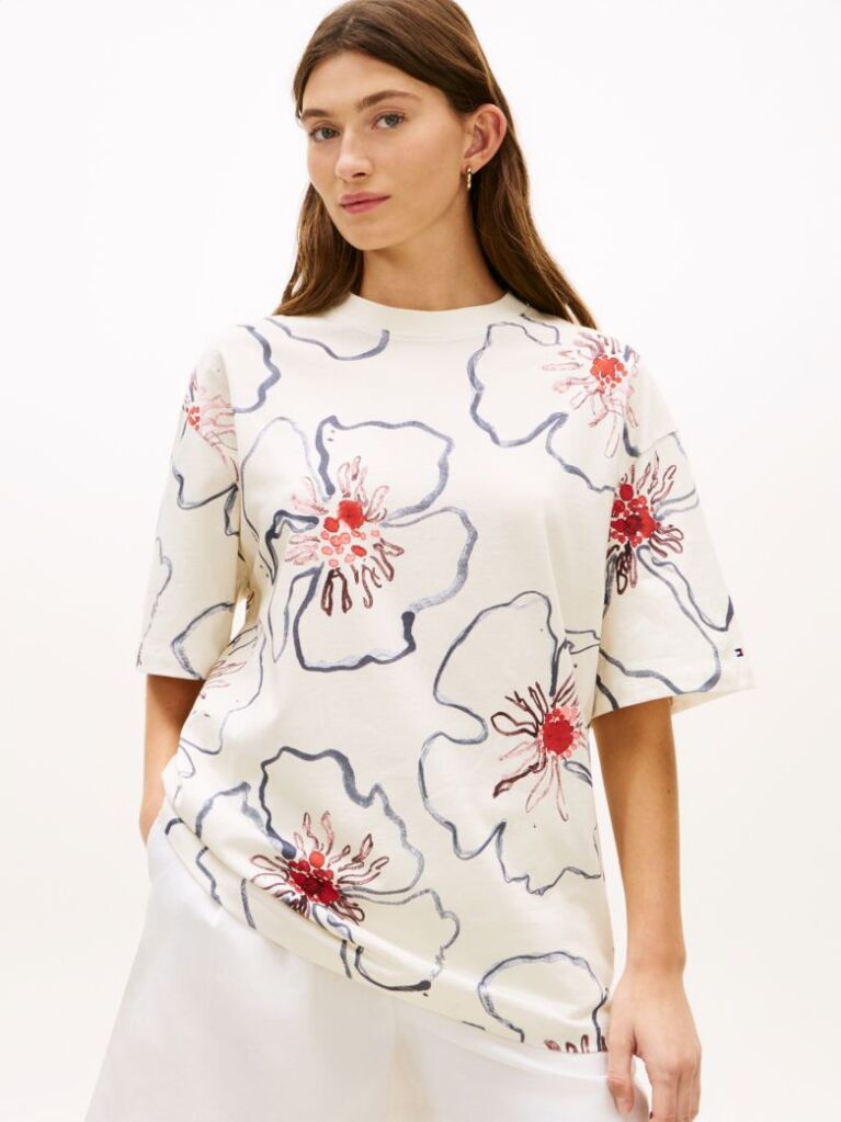 Multi Tricou Oversized Relaxat Cu Imprimeu Floral  Femei