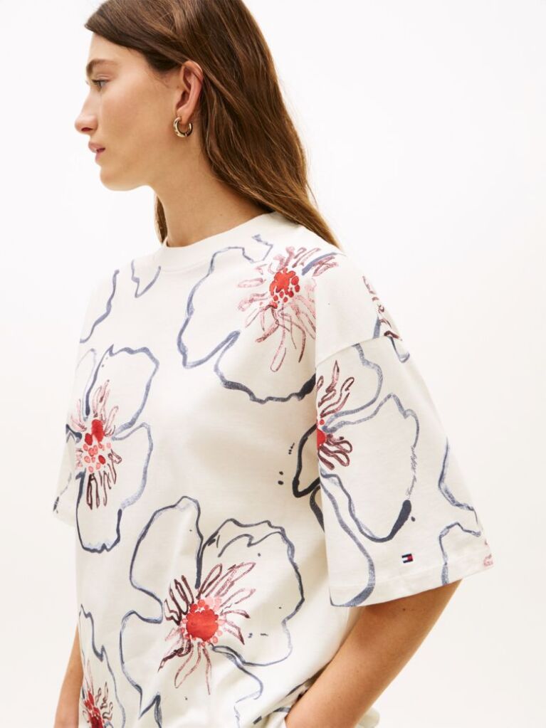 Multi Tricou Oversized Relaxat Cu Imprimeu Floral  Femei