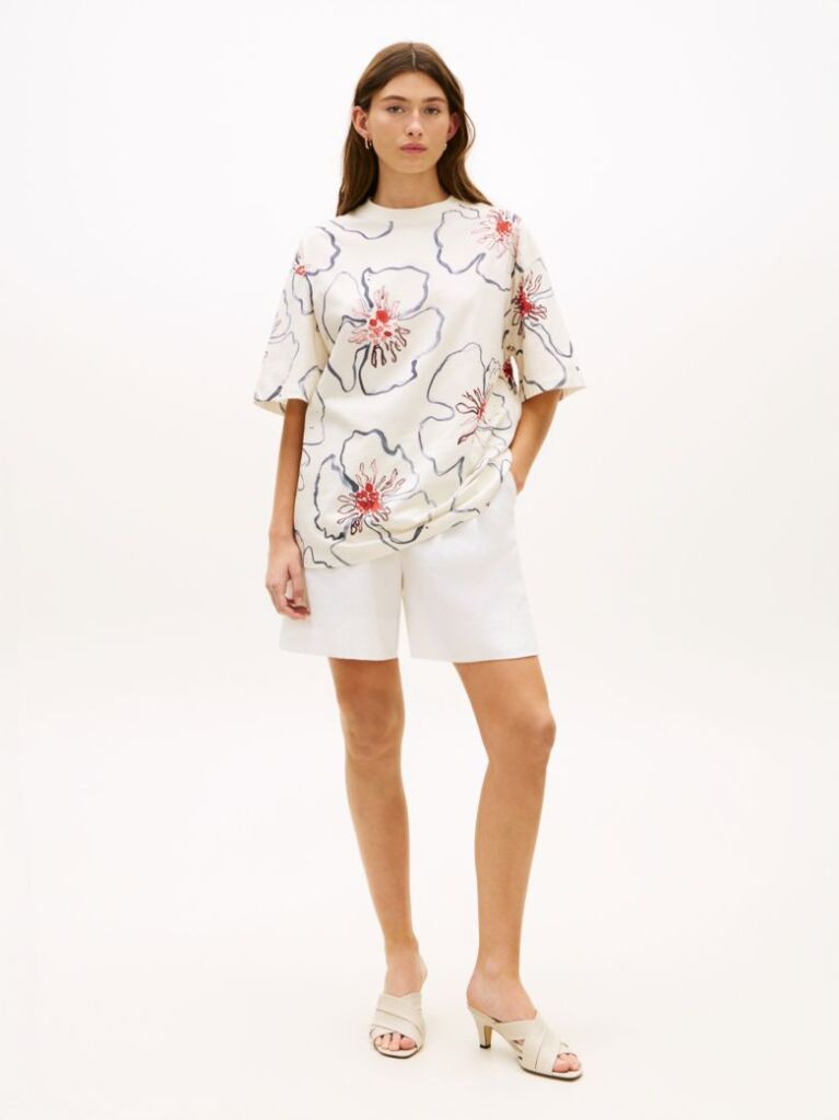 Multi Tricou Oversized Relaxat Cu Imprimeu Floral  Femei