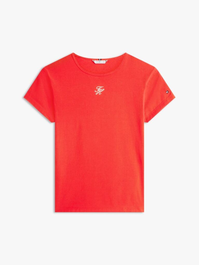 Rosu Tricou Slim Din Jersey Cu Logo Texturat  Femei