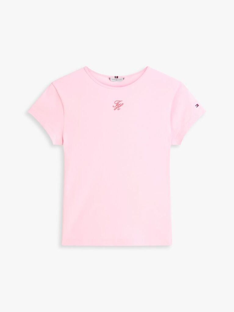 Roz Tricou Slim Din Jersey Cu Logo Texturat  Femei