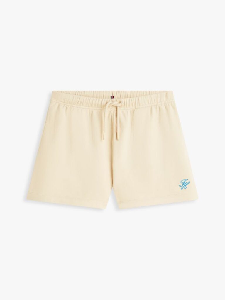 Bej Pantaloni Scurti Din Terry Cu Logo Brodat  Femei