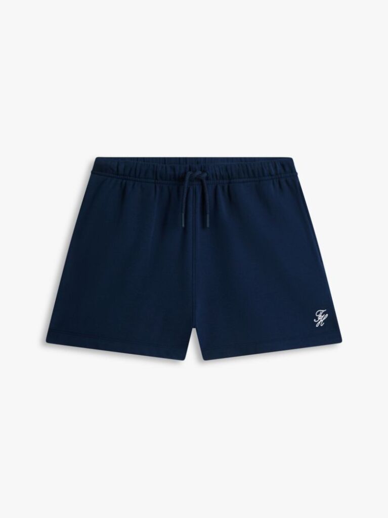 Blue Pantaloni Scurti Din Terry Cu Logo Brodat  Femei