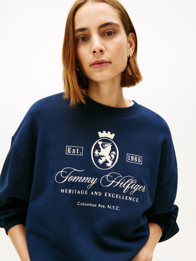 Blue Hanorac Varsity Crest Terry  Femei