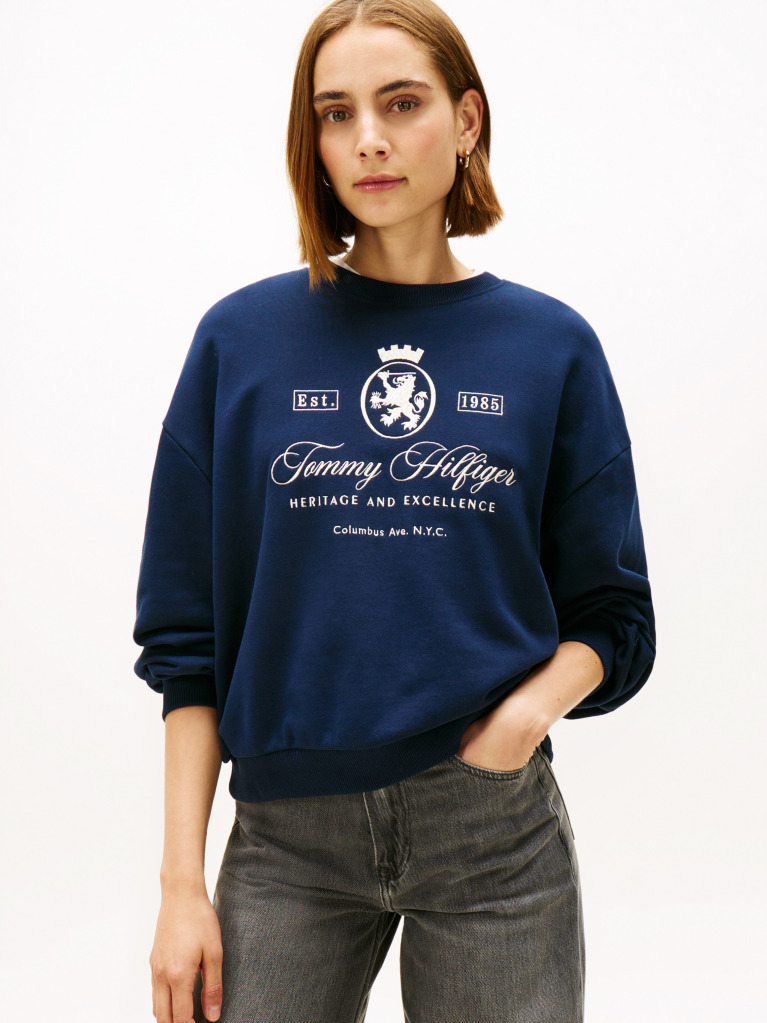 Blue Hanorac Varsity Crest Terry  Femei