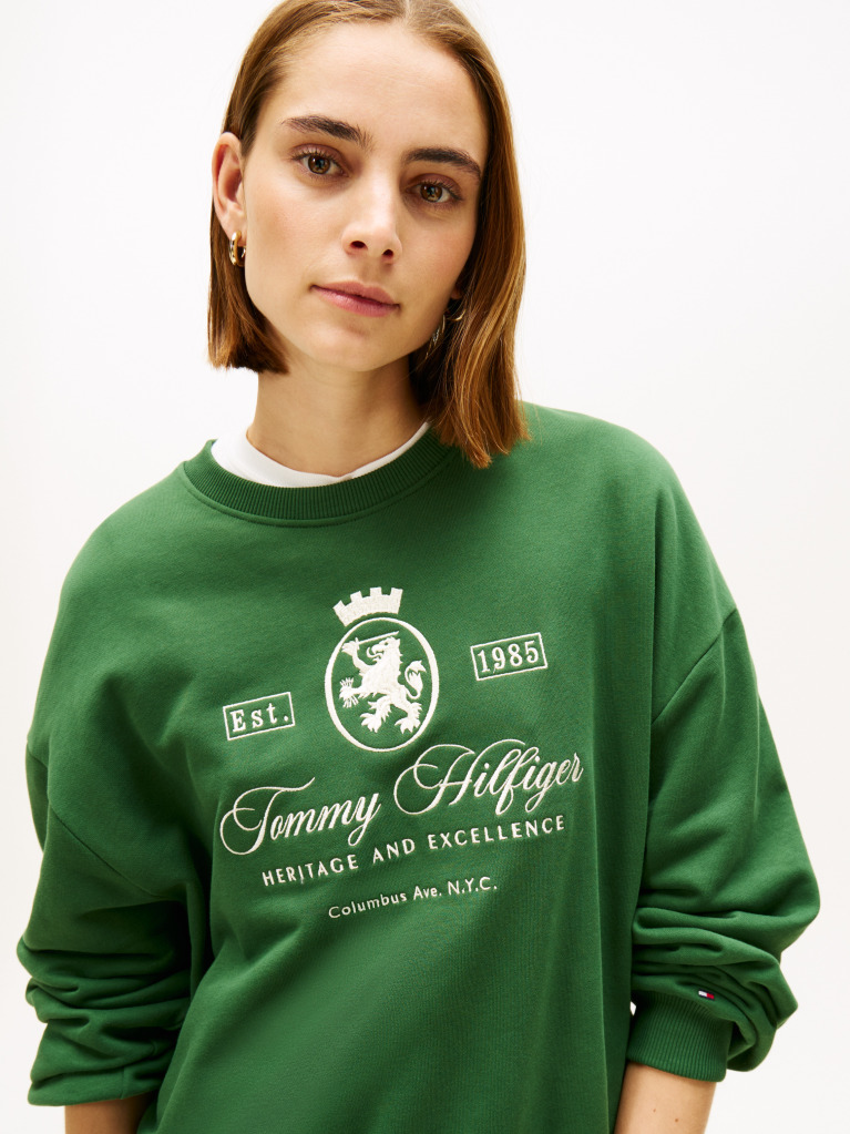 Verde Hanorac Varsity Crest Terry  Femei