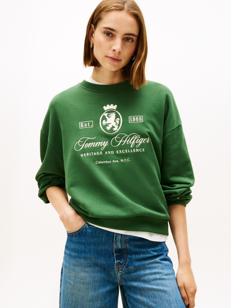 Verde Hanorac Varsity Crest Terry  Femei